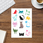 Cute Kitties Designer Decorative Sticker Sheet, 12 Stickers