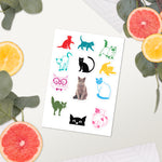 Cute Kitties Designer Decorative Sticker Sheet, 12 Stickers