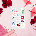 Cute Unique Designer Craft Time Sticker Sheet, 12 Pieces, 5.83 in x 8.27 in