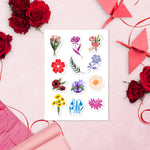 Gorgeous Designer Floral Style Sticker Sheet, 12 Stickers, 5.83 in × 8.27 in