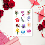 Gorgeous Designer Floral Style Sticker Sheet, 12 Stickers, 5.83 in × 8.27 in