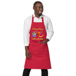 Uniquely Designed for "Craft World" Fun Organic Cotton Apron "Cooking up Flavour, Crafting, with Style", Various Colours, Unisex, One size