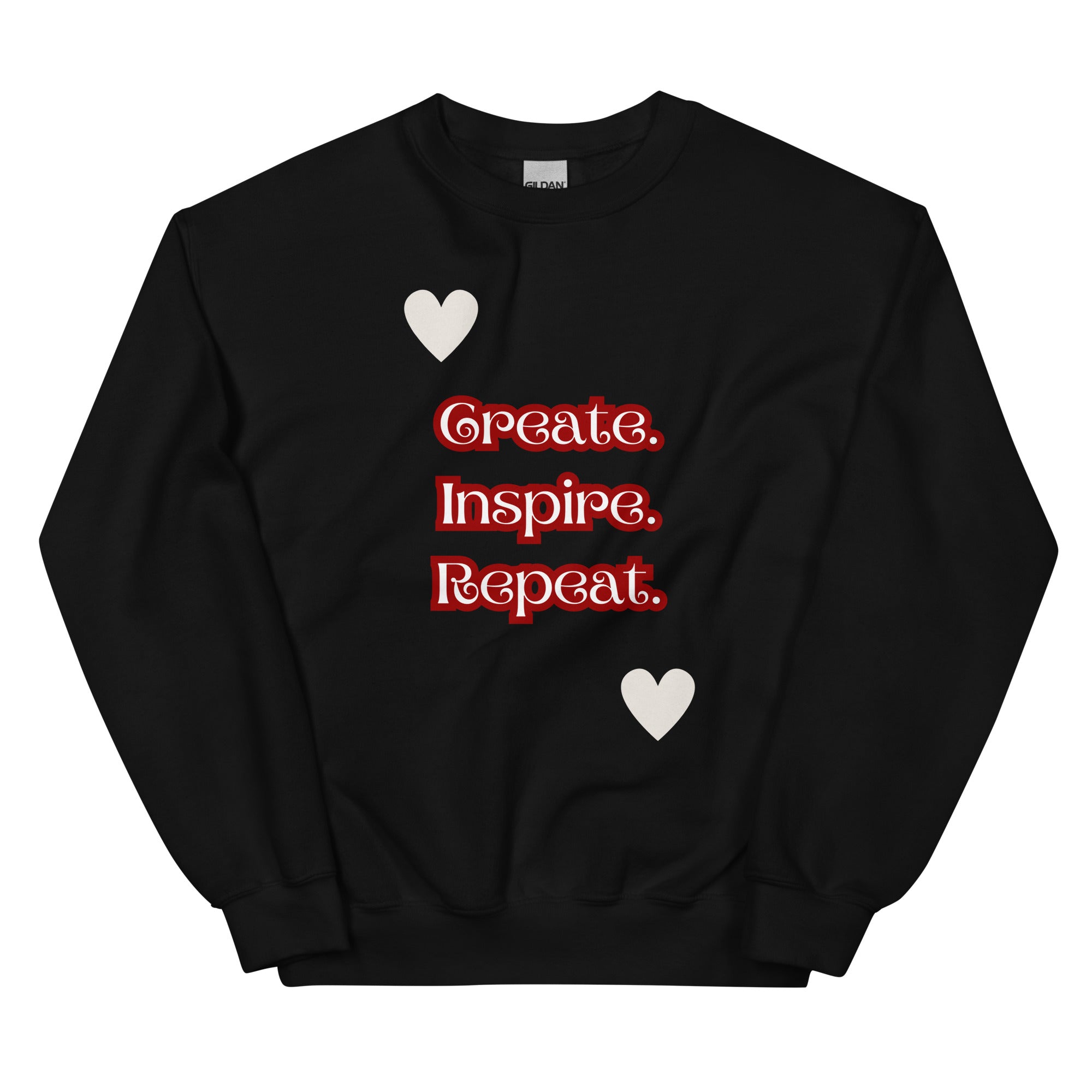 Cosy Uniquely Designed "Create, Inspire, Repeat"  Unisex Sweatshirt, Various Colours and Sizes (Size Guide Included)