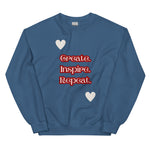 Cosy Uniquely Designed "Create, Inspire, Repeat"  Unisex Sweatshirt, Various Colours and Sizes (Size Guide Included)