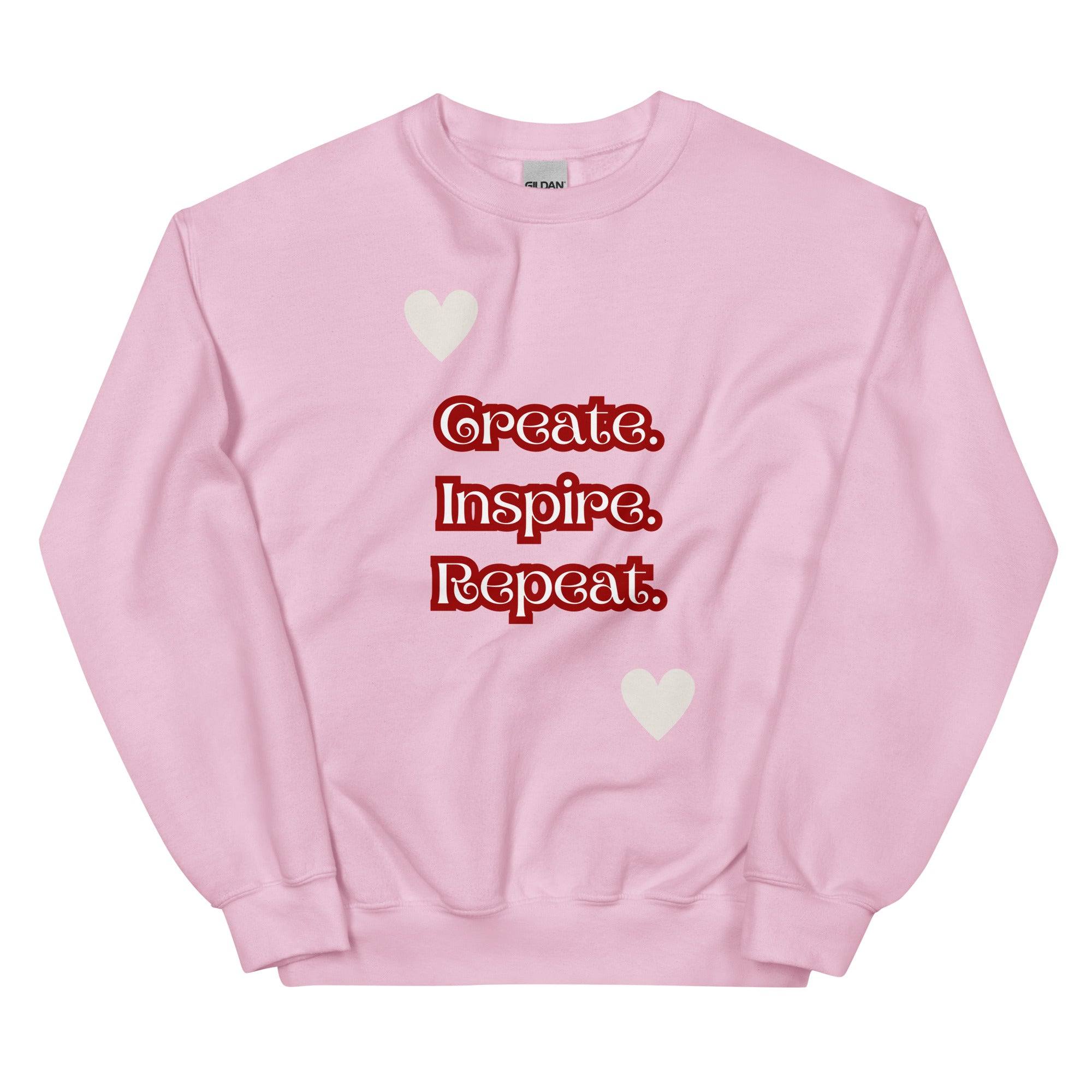 Cosy Uniquely Designed "Create, Inspire, Repeat"  Unisex Sweatshirt, Various Colours and Sizes (Size Guide Included)