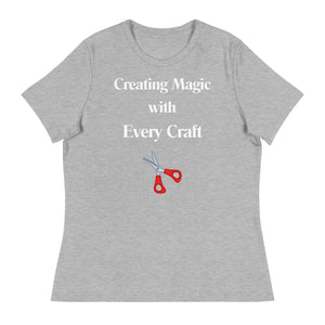 Unique Design Especially For "Craft World", "Creating Magic with Every Craft"  Ladies  Relaxed Fit Cotton T-Shirts, Various Colours/Sizes (size guide included)