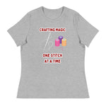 Unique Design Especially For "Craft World", "Crafting Magic One Stitch At A Time" Ladies  Relaxed Fit Cotton T-Shirts, Various Colours/Sizes (size guide included)