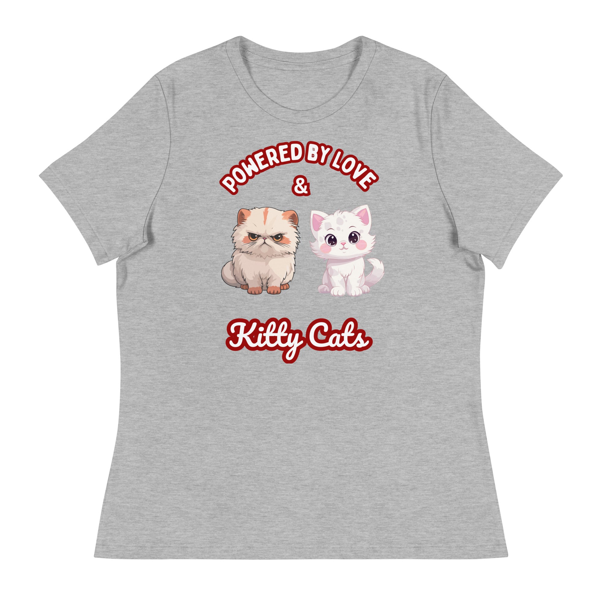 Unique Design Especially For "Craft World", "Powered by Love & Kitty Cats" Ladies  Relaxed Fit Cotton T-Shirts, Various Colours/Sizes (size guide included)