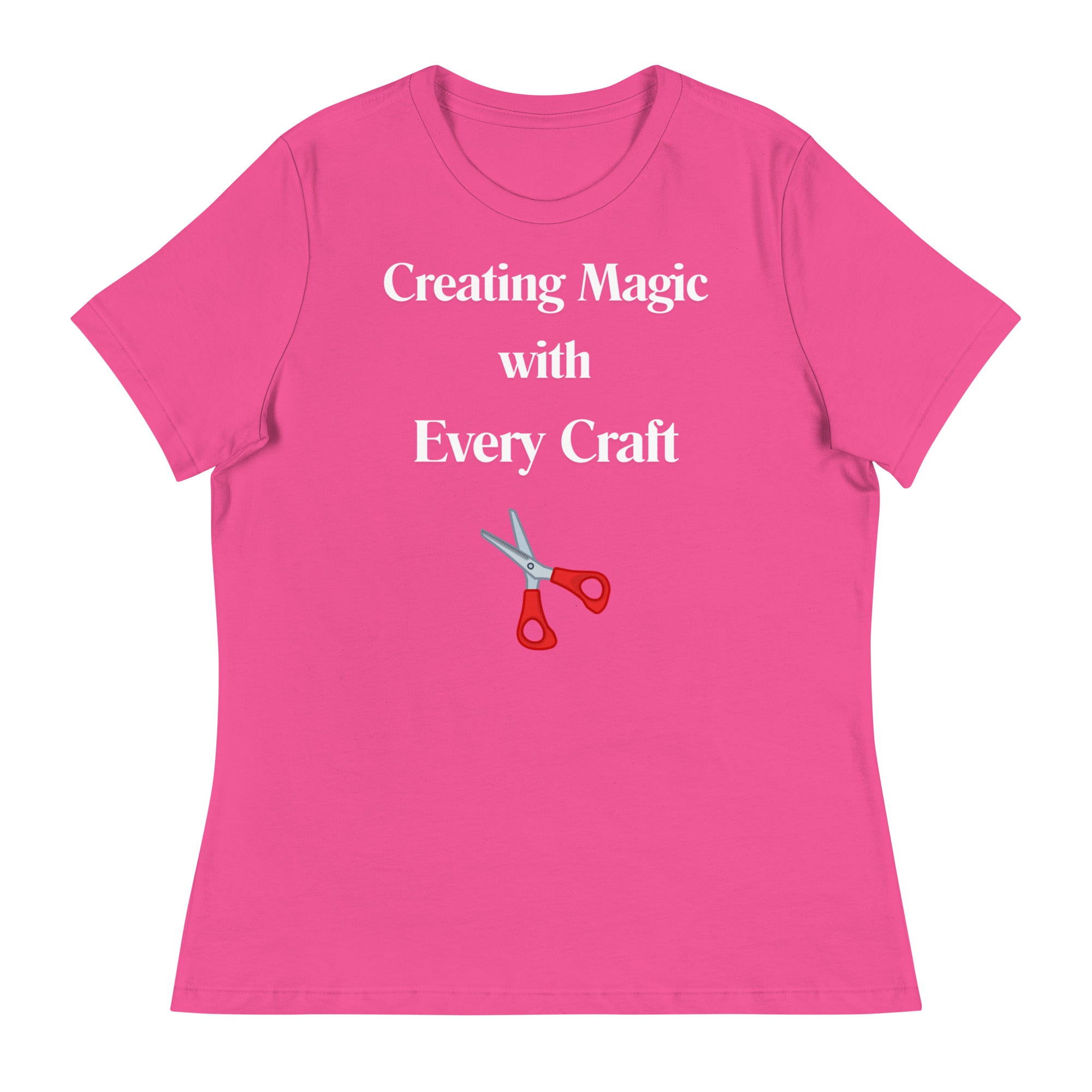 Unique Design Especially For "Craft World", "Creating Magic with Every Craft"  Ladies  Relaxed Fit Cotton T-Shirts, Various Colours/Sizes (size guide included)