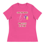 Unique Design Especially For "Craft World", "Crafting Magic One Stitch At A Time" Ladies  Relaxed Fit Cotton T-Shirts, Various Colours/Sizes (size guide included)