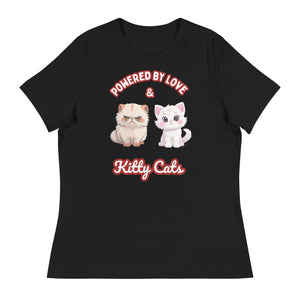 Unique Design Especially For "Craft World", "Powered by Love & Kitty Cats" Ladies  Relaxed Fit Cotton T-Shirts, Various Colours/Sizes (size guide included)