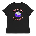 Unique Design Especially For "Craft World", "Creating Cards, Crafting Smiles" Ladies  Relaxed Fit Cotton T-Shirts, Various Colours/Sizes (size guide included)