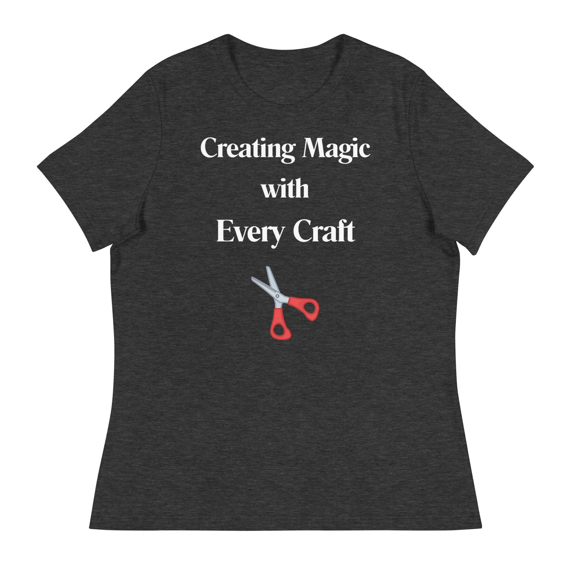 Unique Design Especially For "Craft World", "Creating Magic with Every Craft"  Ladies  Relaxed Fit Cotton T-Shirts, Various Colours/Sizes (size guide included)