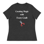 Unique Design Especially For "Craft World", "Creating Magic with Every Craft"  Ladies  Relaxed Fit Cotton T-Shirts, Various Colours/Sizes (size guide included)