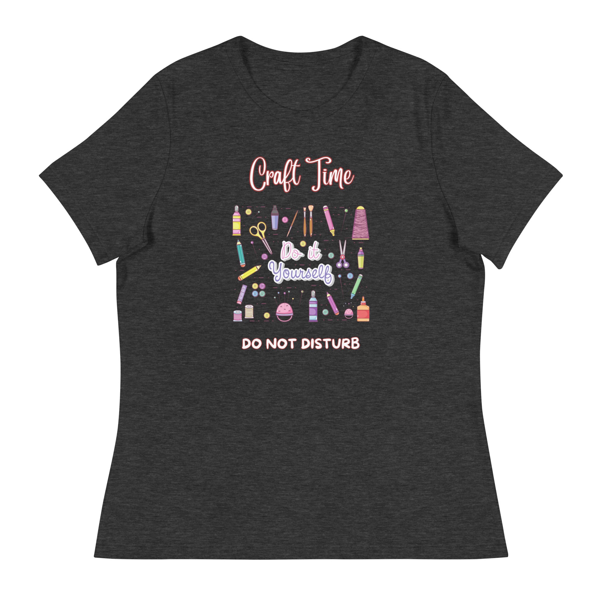 Unique Design Exclusively For "Craft World", Ladies "Craft Time, Do Not Disturb" Relaxed Fit Cotton T-Shirts, Various Colours/Sizes (size guide included)