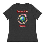 Unique Design Exclusively For "Craft World", Ladies "Crafting Is My World" Relaxed Fit Cotton T-Shirts, Various Colours/Sizes (size guide included)