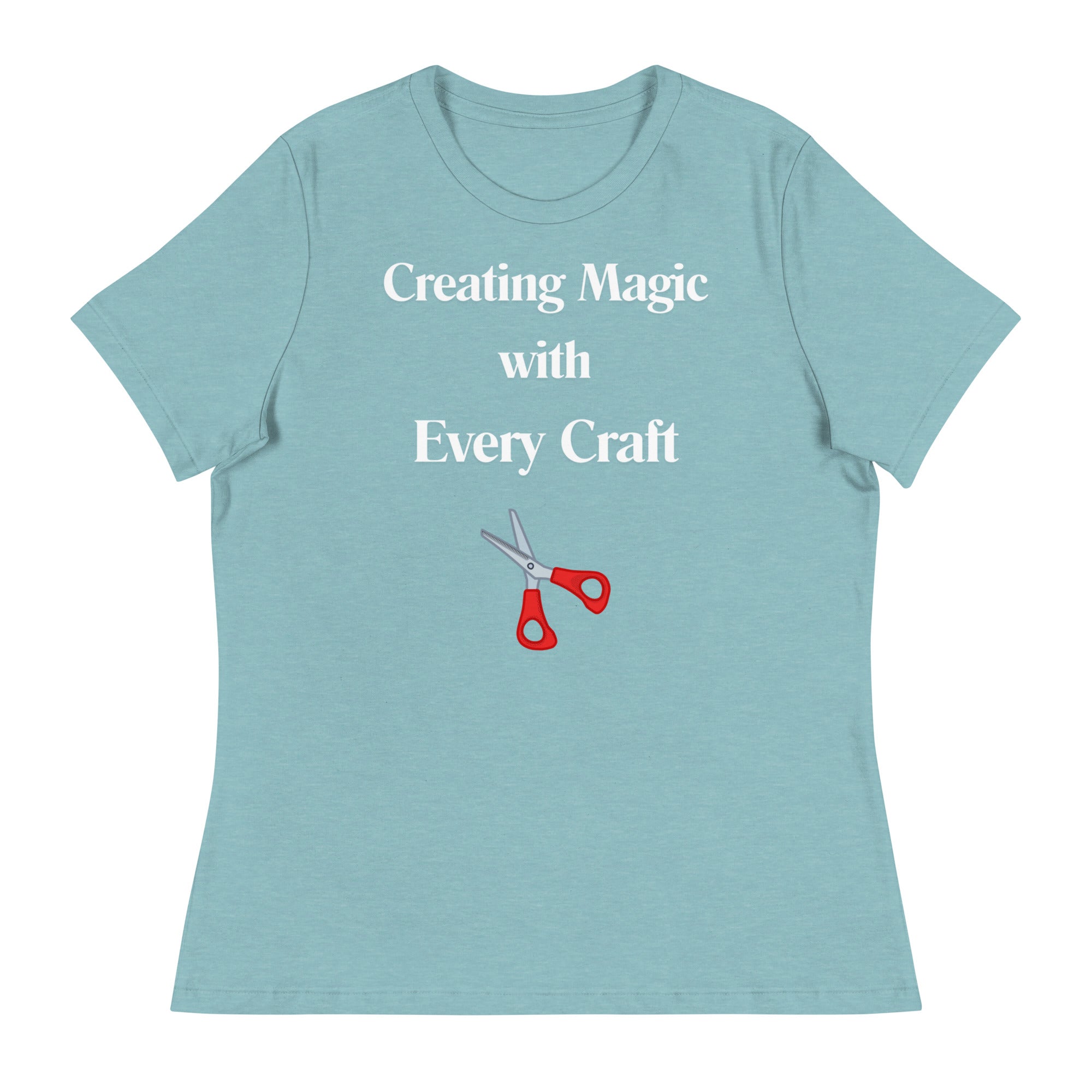 Unique Design Especially For "Craft World", "Creating Magic with Every Craft"  Ladies  Relaxed Fit Cotton T-Shirts, Various Colours/Sizes (size guide included)