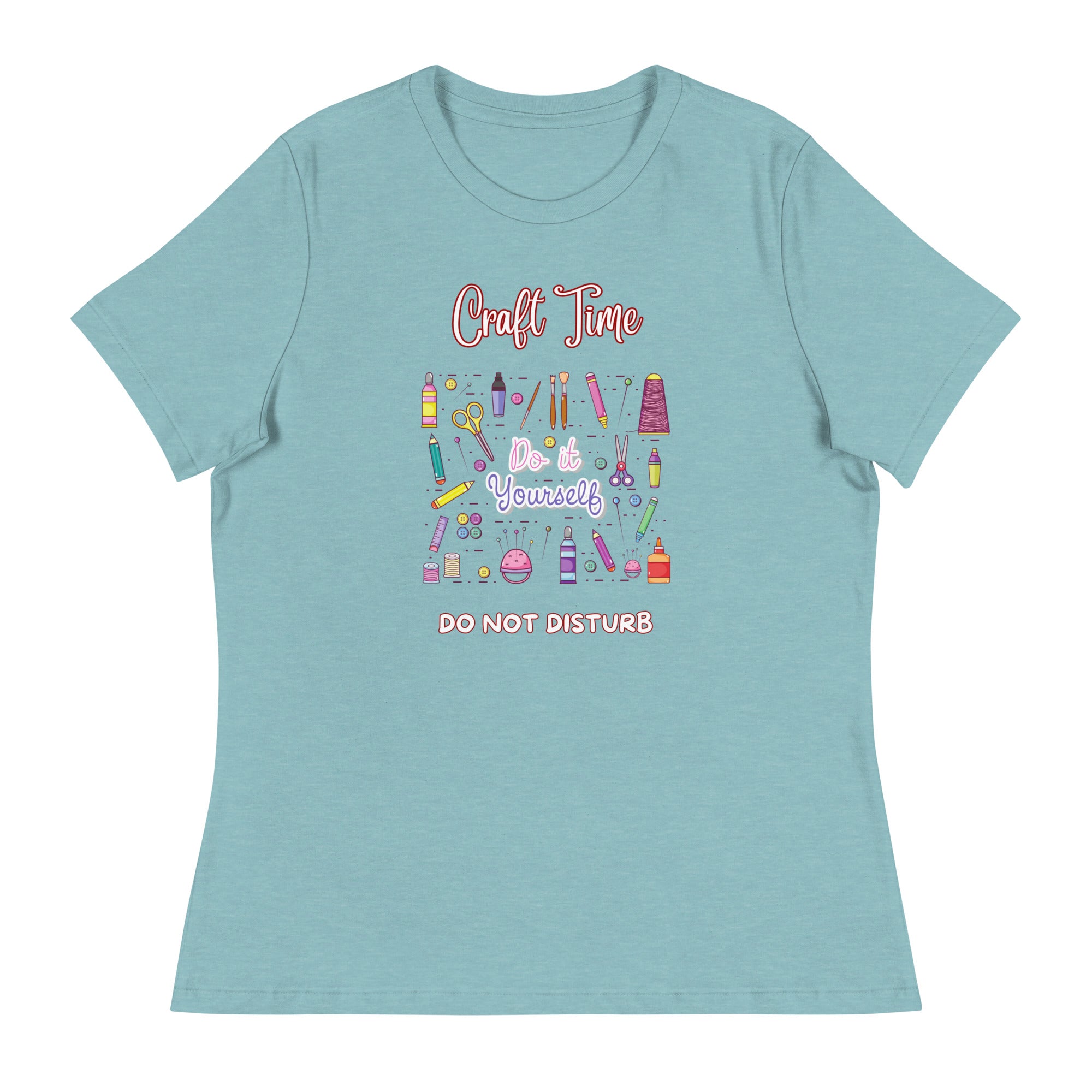 Unique Design Exclusively For "Craft World", Ladies "Craft Time, Do Not Disturb" Relaxed Fit Cotton T-Shirts, Various Colours/Sizes (size guide included)