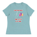 Unique Design Especially For "Craft World", "Crafting Magic One Stitch At A Time" Ladies  Relaxed Fit Cotton T-Shirts, Various Colours/Sizes (size guide included)