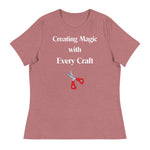 Unique Design Especially For "Craft World", "Creating Magic with Every Craft"  Ladies  Relaxed Fit Cotton T-Shirts, Various Colours/Sizes (size guide included)