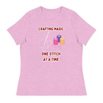 Unique Design Especially For "Craft World", "Crafting Magic One Stitch At A Time" Ladies  Relaxed Fit Cotton T-Shirts, Various Colours/Sizes (size guide included)