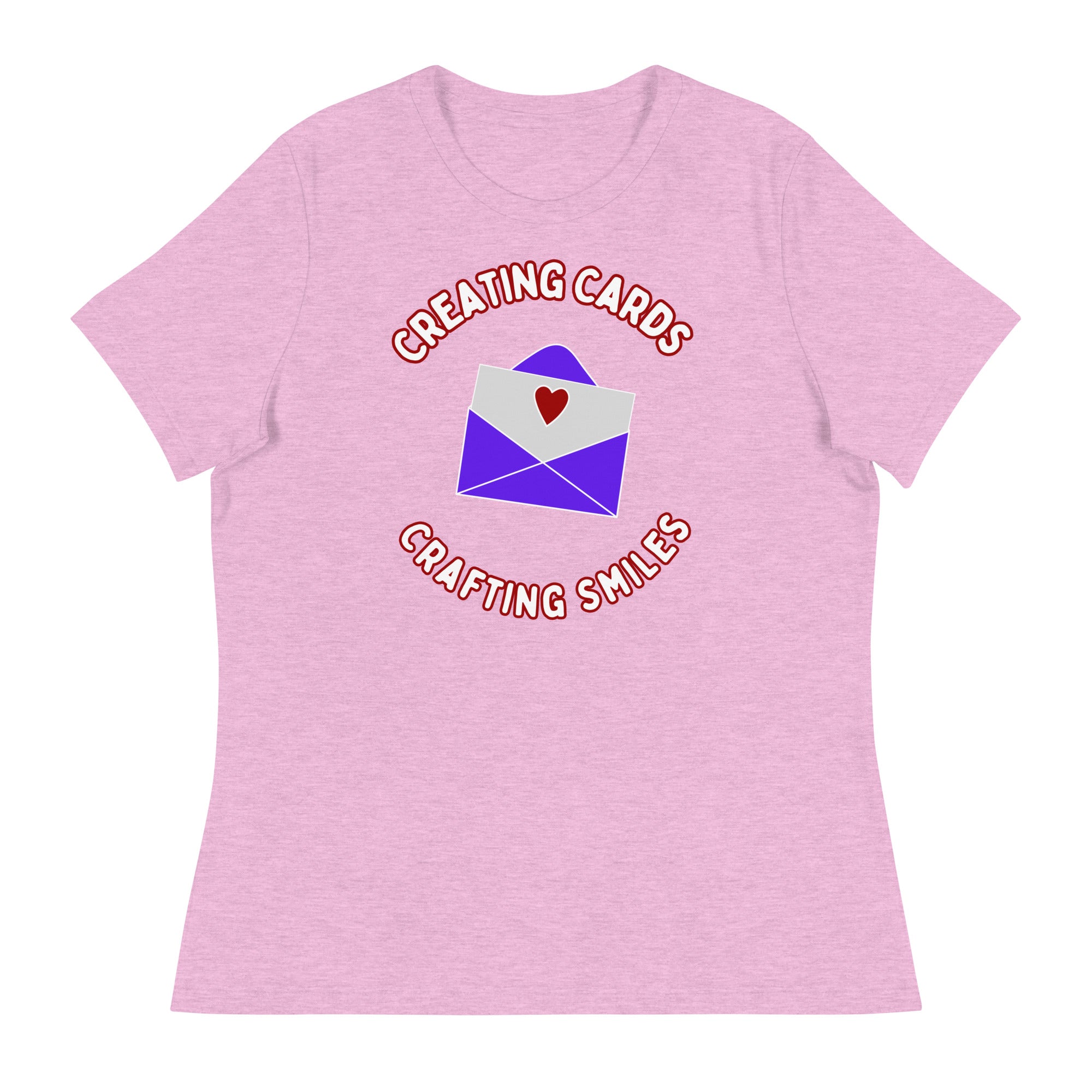 Unique Design Especially For "Craft World", "Creating Cards, Crafting Smiles" Ladies  Relaxed Fit Cotton T-Shirts, Various Colours/Sizes (size guide included)