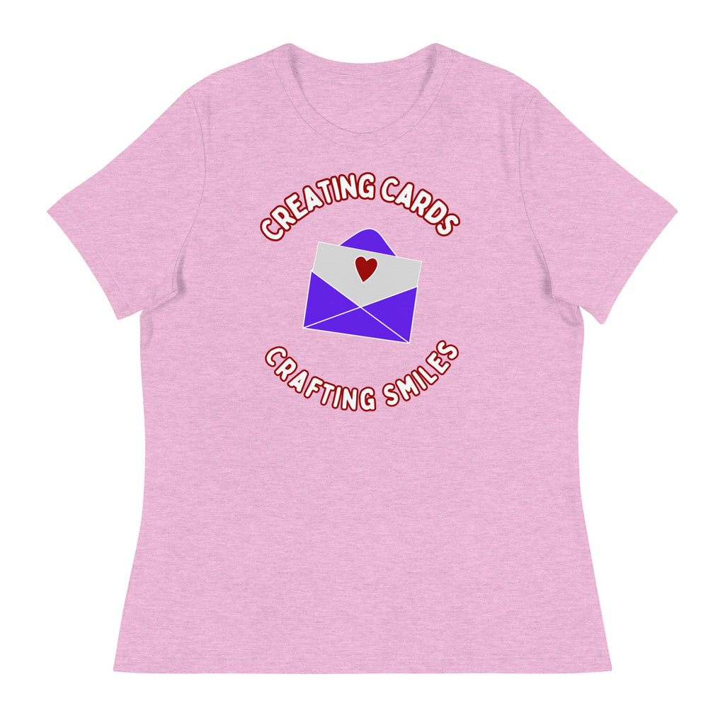 Unique Design Especially For "Craft World", "Creating Cards, Crafting Smiles" Ladies  Relaxed Fit Cotton T-Shirts, Various Colours/Sizes (size guide included)