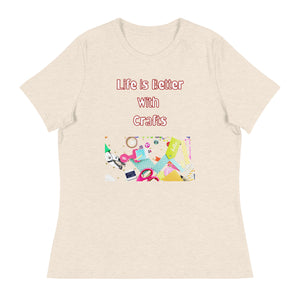 Unique Design Especially For "Craft World", Ladies "Life is Better with Crafts" Relaxed Fit Cotton T-Shirts, Various Colours/Sizes (size guide Included)