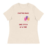 Unique Design Especially For "Craft World", "Crafting Magic One Stitch At A Time" Ladies  Relaxed Fit Cotton T-Shirts, Various Colours/Sizes (size guide included)