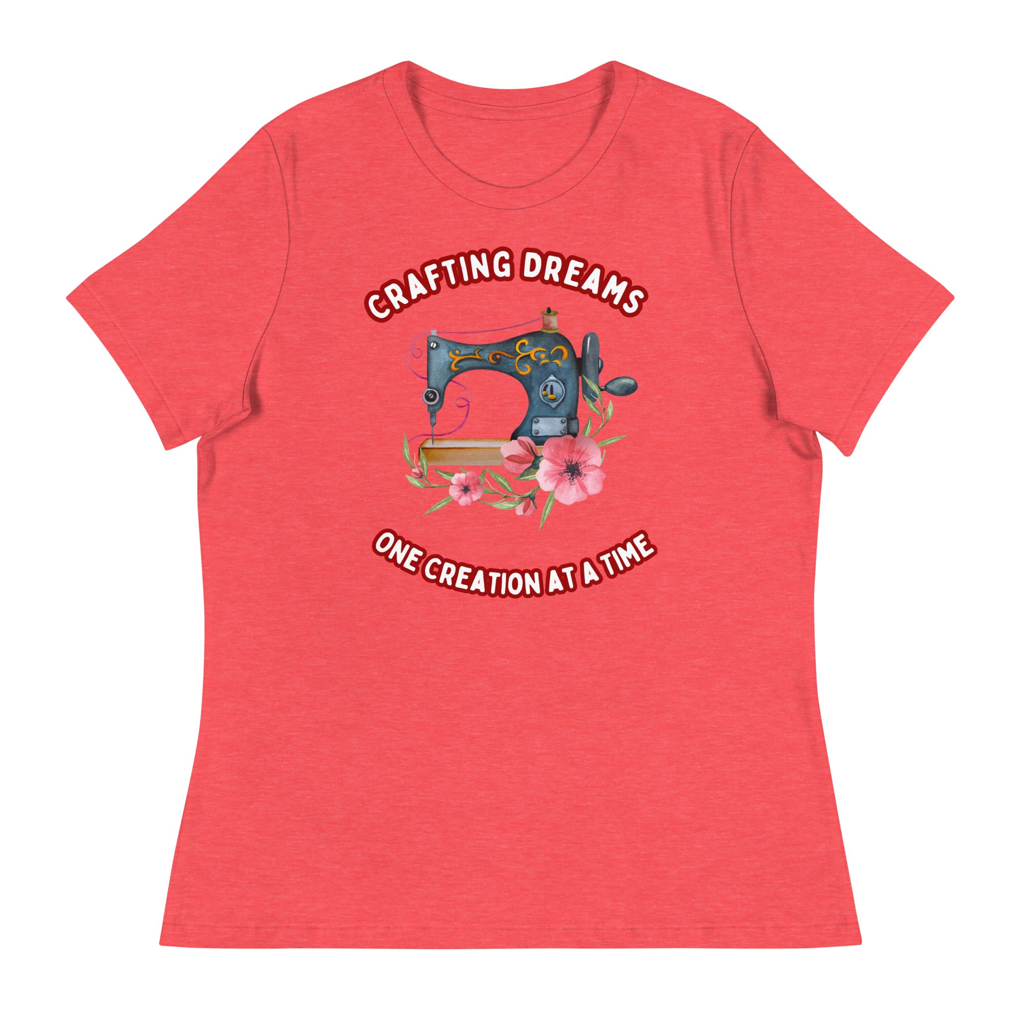 Unique Design Especially For "Craft World", "Crafting Dreams One Creation At A Time"  Ladies  Relaxed Fit Cotton T-Shirts, Various Colours/Sizes (size guide included)