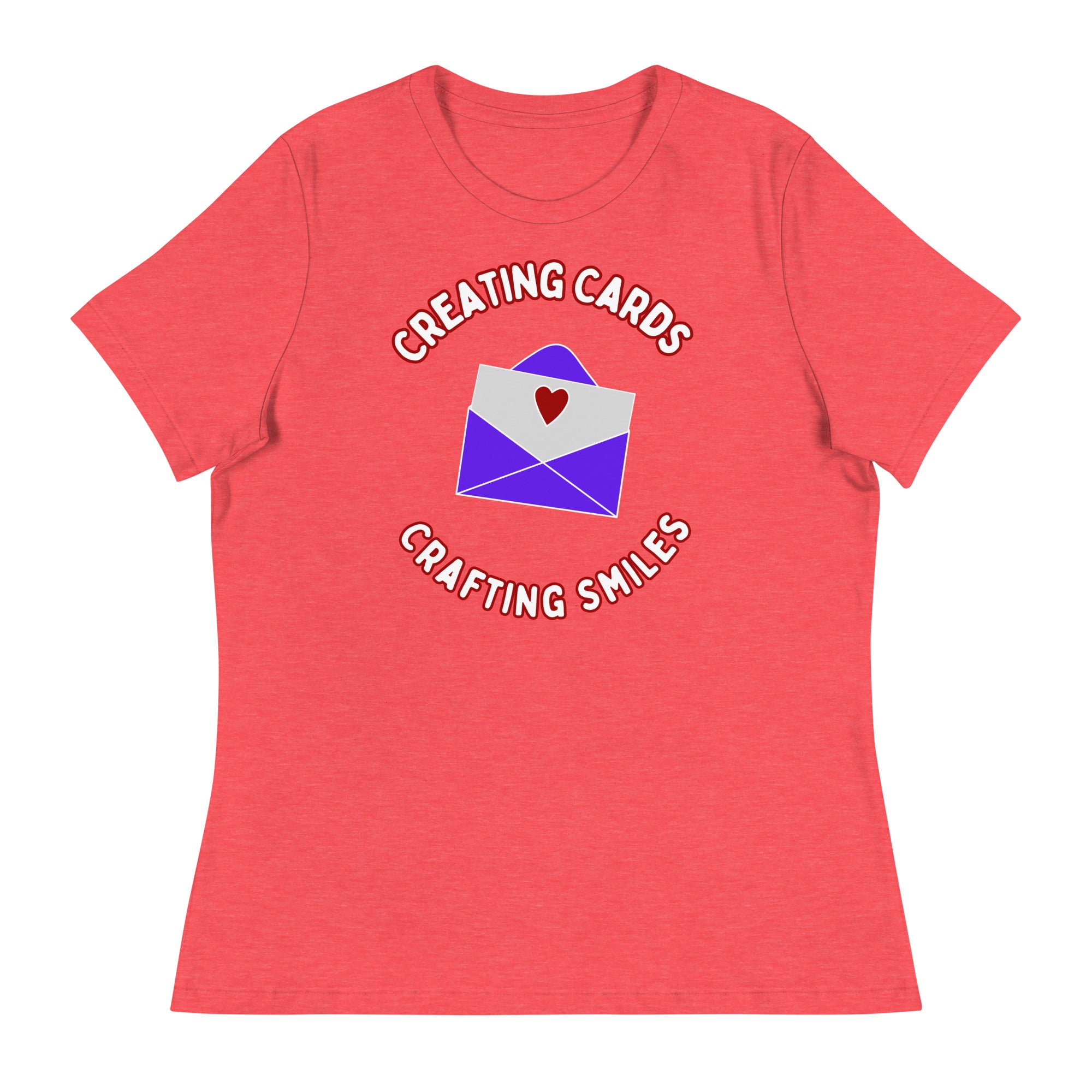 Unique Design Especially For "Craft World", "Creating Cards, Crafting Smiles" Ladies  Relaxed Fit Cotton T-Shirts, Various Colours/Sizes (size guide included)