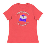 Unique Design Especially For "Craft World", "Creating Cards, Crafting Smiles" Ladies  Relaxed Fit Cotton T-Shirts, Various Colours/Sizes (size guide included)