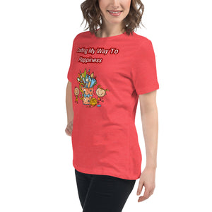 Unique Design Exclusively For "Craft World", Ladies "Crafting My Way to Happiness" Relaxed Fit Cotton T-Shirts, Various Colours/Sizes (size guide included)