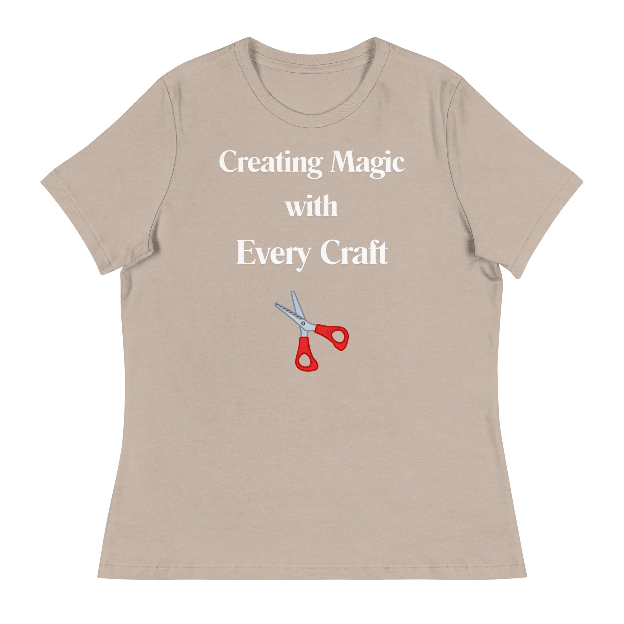 Unique Design Especially For "Craft World", "Creating Magic with Every Craft"  Ladies  Relaxed Fit Cotton T-Shirts, Various Colours/Sizes (size guide included)