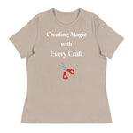 Unique Design Especially For "Craft World", "Creating Magic with Every Craft"  Ladies  Relaxed Fit Cotton T-Shirts, Various Colours/Sizes (size guide included)