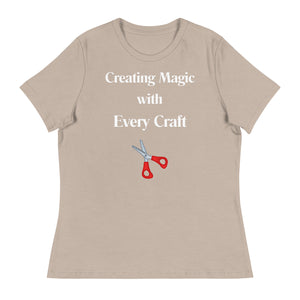 Unique Design Especially For "Craft World", "Creating Magic with Every Craft"  Ladies  Relaxed Fit Cotton T-Shirts, Various Colours/Sizes (size guide included)