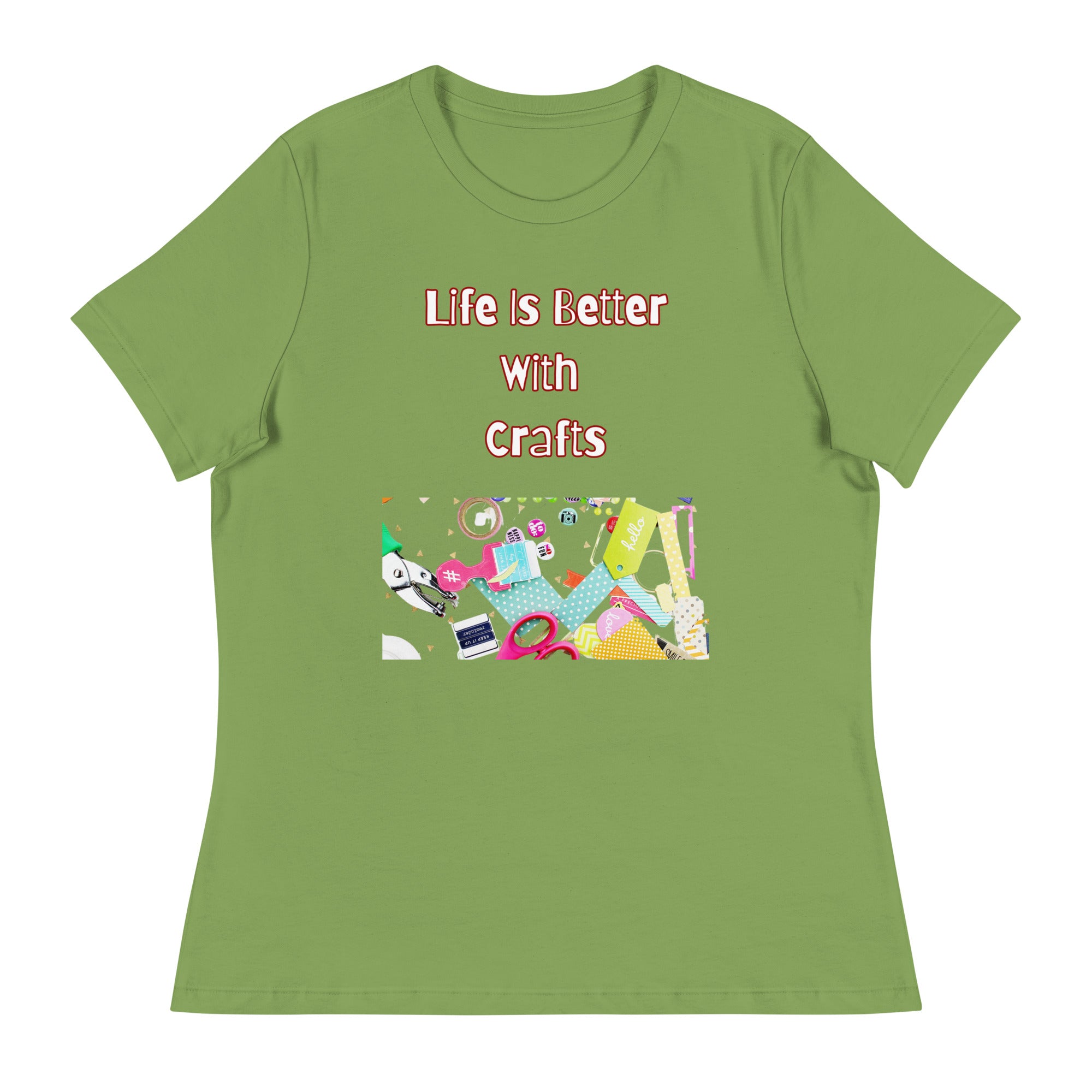 Unique Design Especially For "Craft World", Ladies "Life is Better with Crafts" Relaxed Fit Cotton T-Shirts, Various Colours/Sizes (size guide Included)