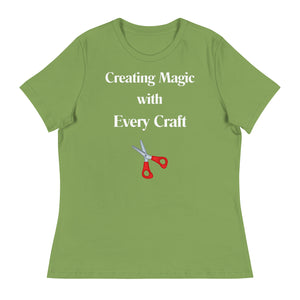 Unique Design Especially For "Craft World", "Creating Magic with Every Craft"  Ladies  Relaxed Fit Cotton T-Shirts, Various Colours/Sizes (size guide included)