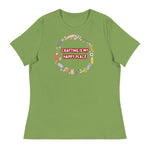 Unique Design Especially For "Craft World", Ladies "Crafting Is My Happy Place" Relaxed Fit Cotton T-Shirts, Various Colours/Sizes (size guide included)