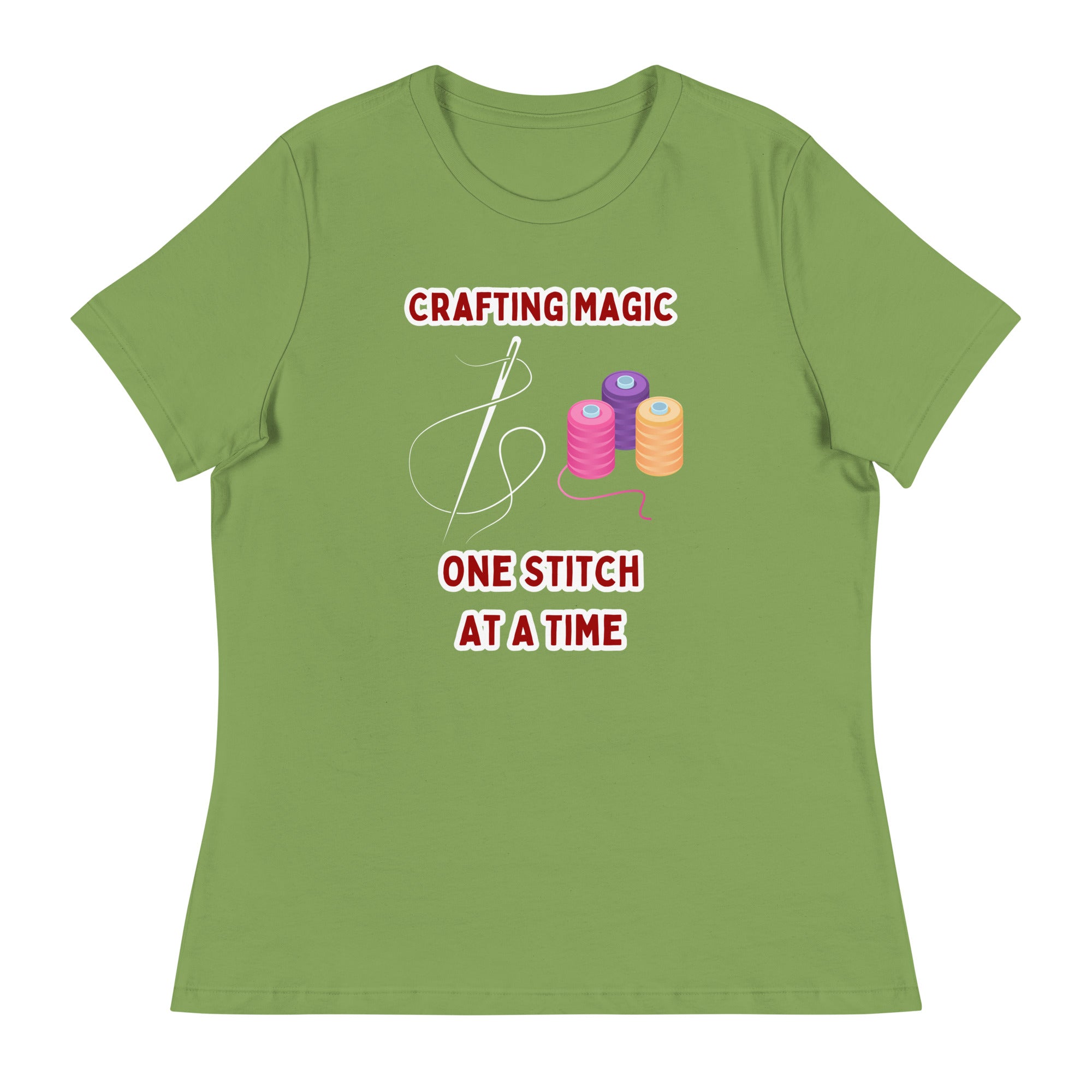 Unique Design Especially For "Craft World", "Crafting Magic One Stitch At A Time" Ladies  Relaxed Fit Cotton T-Shirts, Various Colours/Sizes (size guide included)