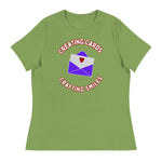 Unique Design Especially For "Craft World", "Creating Cards, Crafting Smiles" Ladies  Relaxed Fit Cotton T-Shirts, Various Colours/Sizes (size guide included)