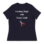 Unique Design Especially For "Craft World", "Creating Magic with Every Craft"  Ladies  Relaxed Fit Cotton T-Shirts, Various Colours/Sizes (size guide included)