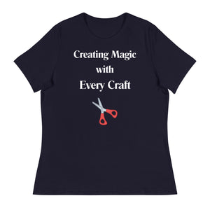 Unique Design Especially For "Craft World", "Creating Magic with Every Craft"  Ladies  Relaxed Fit Cotton T-Shirts, Various Colours/Sizes (size guide included)