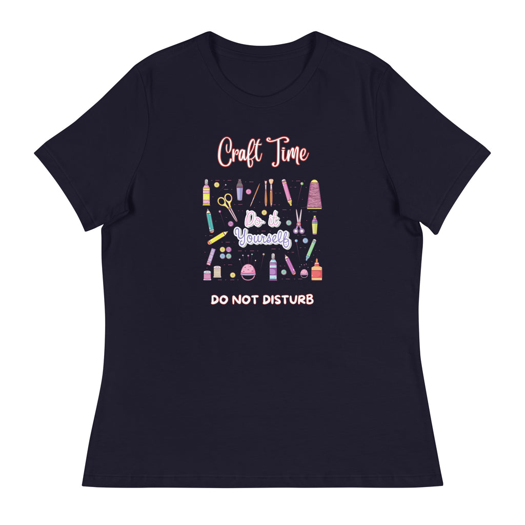 Unique Design Exclusively For "Craft World", Ladies "Craft Time, Do Not Disturb" Relaxed Fit Cotton T-Shirts, Various Colours/Sizes (size guide included)