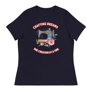 Unique Design Especially For "Craft World", "Crafting Dreams One Creation At A Time"  Ladies  Relaxed Fit Cotton T-Shirts, Various Colours/Sizes (size guide included)