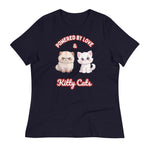 Unique Design Especially For "Craft World", "Powered by Love & Kitty Cats" Ladies  Relaxed Fit Cotton T-Shirts, Various Colours/Sizes (size guide included)