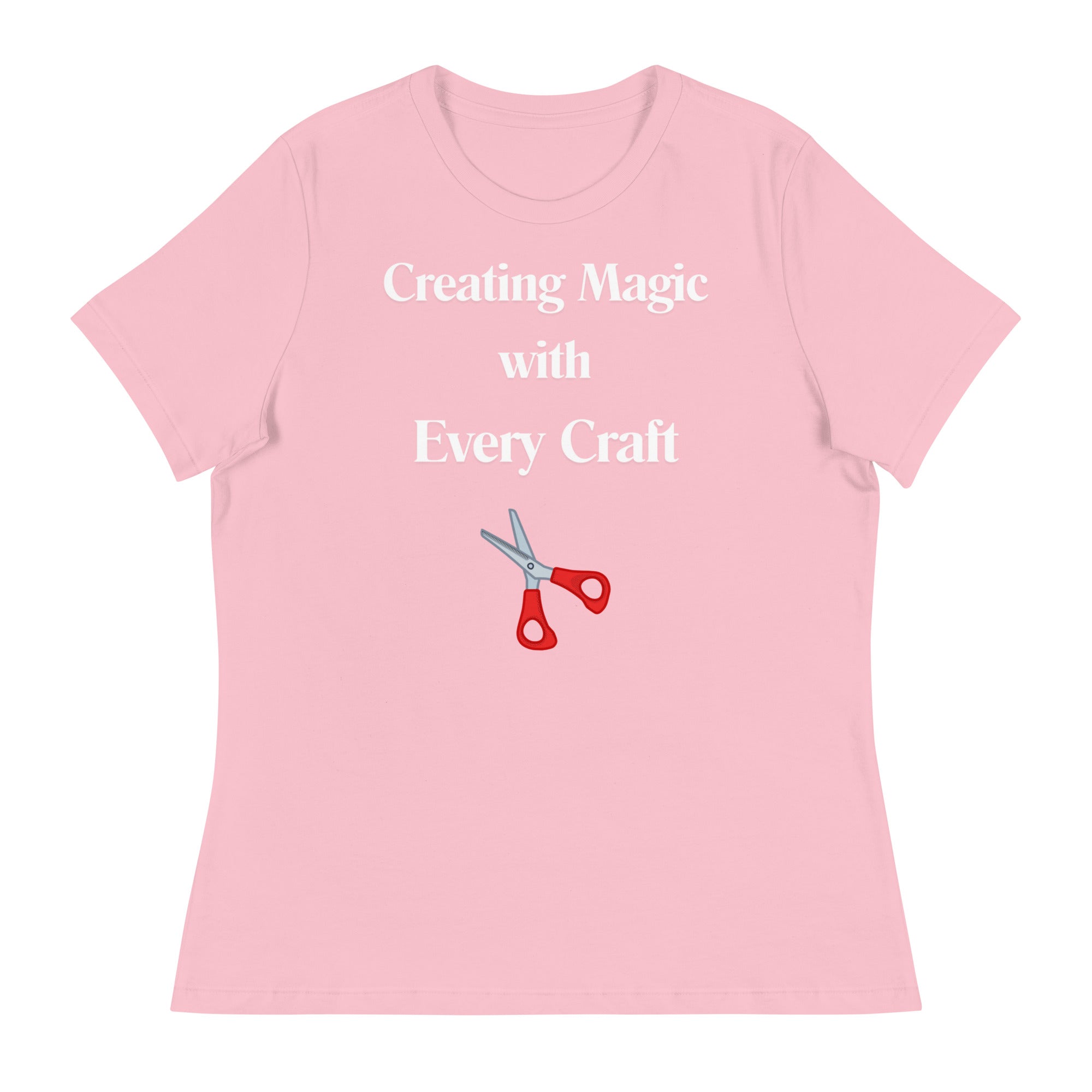 Unique Design Especially For "Craft World", "Creating Magic with Every Craft"  Ladies  Relaxed Fit Cotton T-Shirts, Various Colours/Sizes (size guide included)