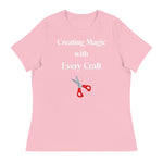 Unique Design Especially For "Craft World", "Creating Magic with Every Craft"  Ladies  Relaxed Fit Cotton T-Shirts, Various Colours/Sizes (size guide included)