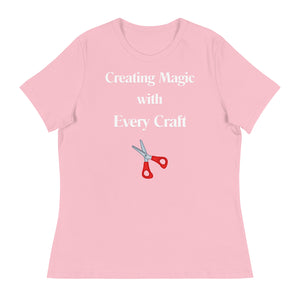 Unique Design Especially For "Craft World", "Creating Magic with Every Craft"  Ladies  Relaxed Fit Cotton T-Shirts, Various Colours/Sizes (size guide included)