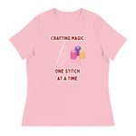 Unique Design Especially For "Craft World", "Crafting Magic One Stitch At A Time" Ladies  Relaxed Fit Cotton T-Shirts, Various Colours/Sizes (size guide included)